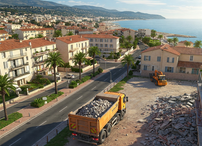 Photo camion benne sur chantier _ Gianni location bennes dans le VAR (1)
